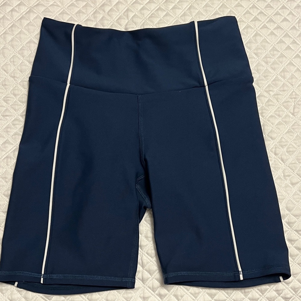 Abercrombie & Fitch Dark Blue Bike Shorts with White Accents